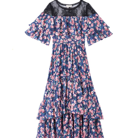 Rebecca Taylor Tea Rose Midi Dress Size 6 - Picture 2 of 12